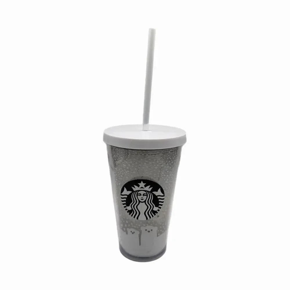 Starbucks Clear White Polar Bear Siren Snow Hot Cold Reusable Tumbler - Picture 1 of 3